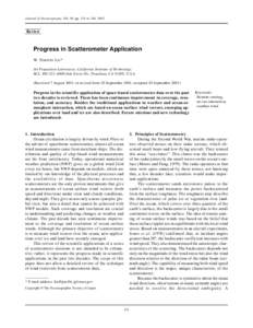 Journal of Oceanography, Vol. 58, pp. 121 to 136, 2002  Review Progress in Scatterometer Application W. T IMOTHY LIU*