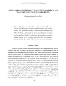 American Indian and Alaska Native Mental Health Research  Journal published by the Centers for American Indian and Alaska Native Health Colorado School of Public Health/University of Colorado Anschutz Medical Campus (www