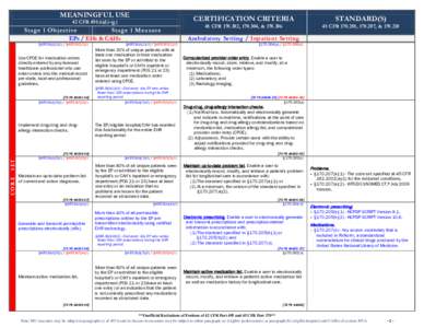 MEANINGFUL USE  CERTIFICATION CRITERIA 42 CFR[removed]d)-(g)