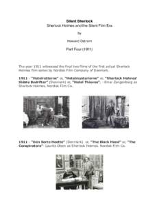 Silent Sherlock Sherlock Holmes and the Silent Film Era by Howard Ostrom  Part Four (1911)