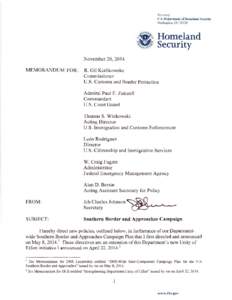 Memo: Southern Border and Approaches Campaign