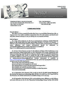 Volume	
  41	
  Issue	
  5	
   May	
  2014	
   Nestor Bibliography of Aegean Prehistory and Related Areas