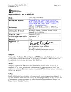 Department Policy No. DIR-005c-13 September 11, 2013 Page 1 of 5  Washington State