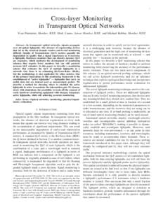 IEEE/OSA JOURNAL OF OPTICAL COMMUNICATIONS AND NETWORKING  1 Cross-layer Monitoring in Transparent Optical Networks