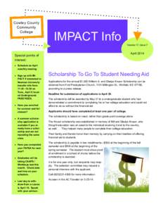 Cowley County Community College IMPACT Info Volume 17, Issue 7