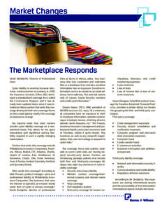 Market Changes  The Marketplace Responds DAVID DERIGIOTIS- Director of Professional Lines Cyber liability is evolving because electronic communication is evolving. In 2005