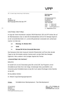 VPP Dr. Albrecht Vogel, Schönbuchweg 8, 76297 Stutensee  Bezirksgruppe Mitte-Süd  An die