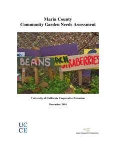 Marin County Community Garden Needs Assessment University of California Cooperative Extension December 2010