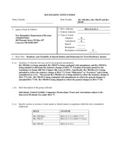 RULEMAKING NOTICE FORM Notice Number Rule Number  1. Agency Name & Address: