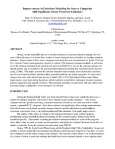 Improvements in Emissions Modeling for Source Categories with Significant Ozone Precursor Emissions James H. Wilson Jr., Stephen M. Roe, Kirstin B. Thesing, and Erica J. Laich E.H. Pechan & Associates, Inc., 5528-B Hemps