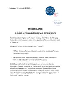 Microsoft Word - PSD press release - Changes to Permanent Secretary Appointments - 1 Jun