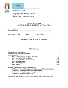 2015 New Mexico Aging and Long Term Services Department AGING NETWORK CAPITAL OUTLAY REQUEST APPLICATION