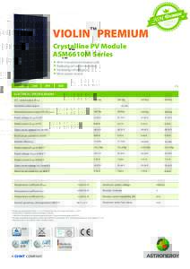 VIOLIN PREMIUM TM Crystalline PV Module ASM6610M Series With innovational 4-busbar cells