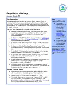 Sapp Battery Salvage Superfund Site Factsheet