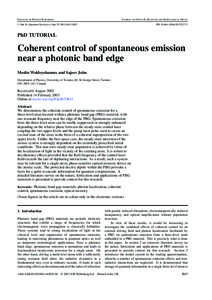 INSTITUTE OF PHYSICS PUBLISHING  JOURNAL OF OPTICS B: QUANTUM AND SEMICLASSICAL OPTICS J. Opt. B: Quantum Semiclass. Opt[removed]R43–R82