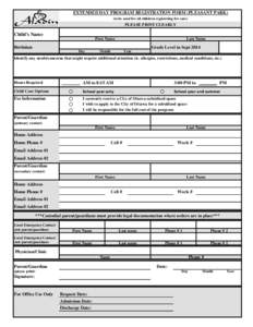 EXTENDED DAY PROGRAM REGISTRATION FORM (PLEASANT PARK) (to be used for all children registering for care)