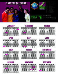 FLATE 2011 CALENDAR  HOLIDAYS Jan 1 Jan 17 Feb 21