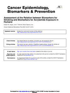 Assessment of the Relation between Biomarkers for Smoking and Biomarkers for Acrylamide Exposure in Humans