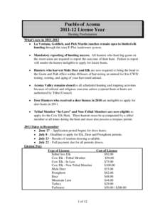 Pueblo of Acoma[removed]License Year Hunting Proclamation What’s new in[removed] • La Ventana, Gottlieb, and Pick Martin ranches remain open to limited elk hunting through the state E-Plus landowner system.