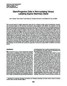 STEM CELLS AND DEVELOPMENT Volume 21, Number 16, 2012  Mary Ann Liebert, Inc. DOI: scdStem/Progenitor Cells in Non-Lactating Versus