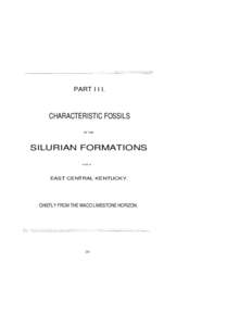 PART I I I.  CHARACTERISTIC FOSSILS OF THE  SILURIAN FORMATIONS