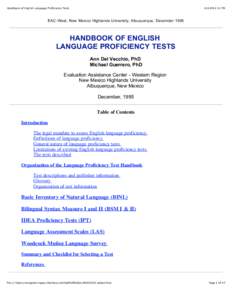 Handbook of English Language Proficiency Tests[removed]:11 PM EAC-West, New Mexico Highlands University, Albuquerque, December 1995