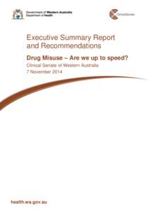 Executive Summary Report and Recommendations Drug Misuse – Are we up to speed? Clinical Senate of Western Australia 7 November 2014