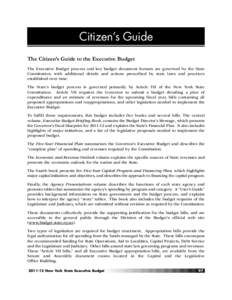 Citizen’s Guide The Citizen’s Guide to the Executive Budget The Executive Budget process and key budget document formats are governed by the State Constitution, with additional details and actions prescribed by state