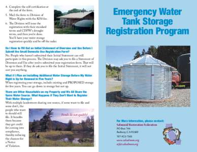 4.	 Complete the self-certification at the end of the form. Emergency Water Tank Storage Registration Program