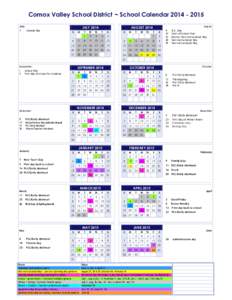 Comox Valley School District ~ School Calendar[removed]July 1 Canada Day