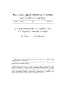 Statistical Applications in Genetics and Molecular Biology Volume , Issue 