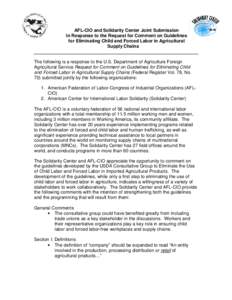 Microsoft Word - AFL-CIO and SC Joint Submission USDA guidelines _July 8 2011_.doc