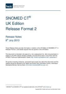 SNOMED CT UK Edition Release Format 2 – Release Notes