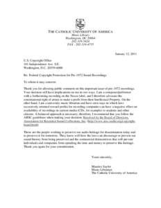 Microsoft Word - Federal Copyright Protection for Pre-1972 Sound Recordings letter