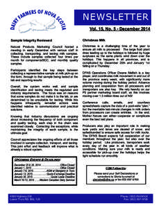    NEWSLETTER Vol. 15, No. 5 - December 2014 Sample Integrity Reviewed