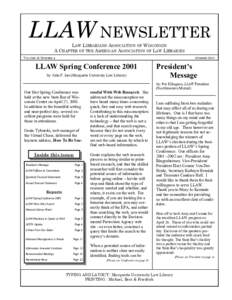 VOLUME 18 NUMBER 4  LLAW NEWSLETTER PAGE 1