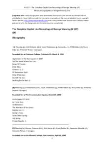 # 0157 – The Complete Capitol Live Recordings of George Shearing (LP) Mosaic Discographies on livingwithmusic.com [Important note: These discographies were downloaded from various sites around the Internet and are prov