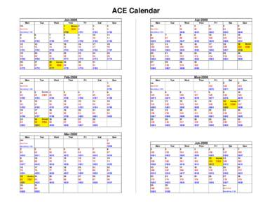 ACE Calendar Jan-2009 Mon Tue