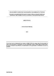 ___________________________________________________________________________ THIS DOCUMENT IS IMPORTANT AND REQUIRES YOUR IMMEDIATE ATTENTION If you are in any doubt about the course of action to take, you should consult 