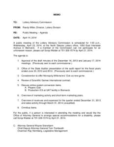 MEMO  TO: Lottery Advisory Commission
