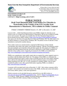News from the New Hampshire Department of Environmental Services  29 Hazen Drive, Concord, NH 03302­0095  For information online, visit www.des.nh.gov  James P. Martin, Public Information Office