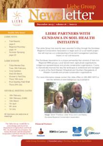 December 2013 | volume 16 | issue 9  Inside this issue LIEBE PARTNERS WITH GUNDAWA IN SOIL HEALTH