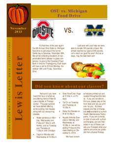 OSU vs. Michigan Food Drive vs.  Lewis Letter