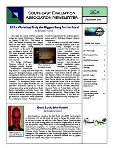 Southeast Evaluation Association Newsletter SEA December 2011