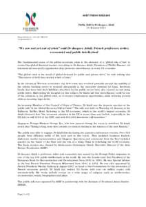 ASEF PRESS RELEASE Public Talk by Dr Jacques Attali 13 January 2011 Press release no.: 101125_PR1030 13 January 2011