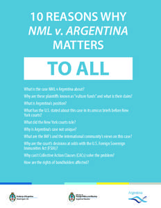 10 REASONS WHY NML v. ARGENTINA MATTERS TO ALL What is the case NML v Argentina about?