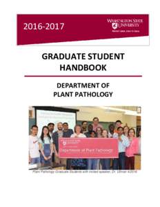 GRADUATE STUDENT HANDBOOK DEPARTMENT OF PLANT PATHOLOGY