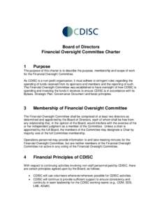 Board of Directors Financial Oversight Committee Charter 1  Purpose