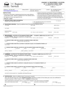 CHANGE IN REGISTERED LOCATION OF A MANUFACTURED HOME Manufactured Home Act (section 19) FORM 3.1 Telephone: [removed]