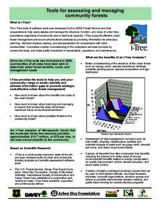 Tools for assessing and managing community forests What is i-Tree? The i-Tree suite of software tools was developed by the USDA Forest Service and their cooperators to help users assess and manage the structure, function